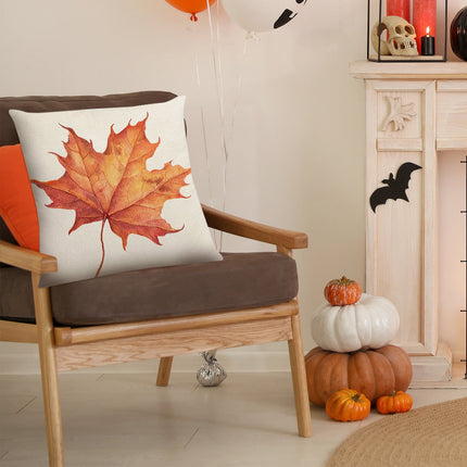 Darzheoy Fall Pillow Covers 18 x 18 inch Pumpkin Maple leaves Throw Pillow Covers Outdoor Autumn Thanksgiving Harvest Farmhouse Pillowcase Cushion Case for Home Sofa Fall Decor B.