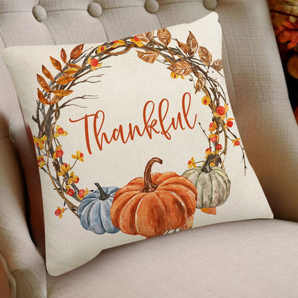 Darzheoy Fall Pillow Covers 18 x 18 inch Pumpkin Maple leaves Throw Pillow Covers Outdoor Autumn Thanksgiving Harvest Farmhouse Pillowcase Cushion Case for Home Sofa Fall Decor C.