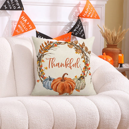 Darzheoy Fall Pillow Covers 18 x 18 inch Pumpkin Maple leaves Throw Pillow Covers Outdoor Autumn Thanksgiving Harvest Farmhouse Pillowcase Cushion Case for Home Sofa Fall Decor C.