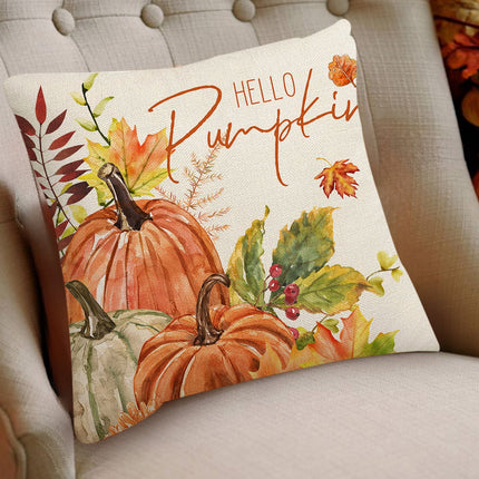 Darzheoy Fall Pillow Covers 18 x 18 inch Pumpkin Maple leaves Throw Pillow Covers Outdoor Autumn Thanksgiving Harvest Farmhouse Pillowcase Cushion Case for Home Sofa Fall Decor D.