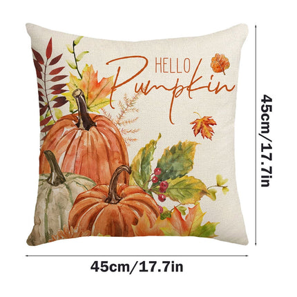 Darzheoy Fall Pillow Covers 18 x 18 inch Pumpkin Maple leaves Throw Pillow Covers Outdoor Autumn Thanksgiving Harvest Farmhouse Pillowcase Cushion Case for Home Sofa Fall Decor D.