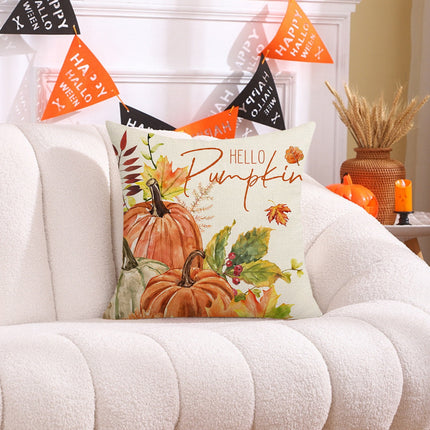 Darzheoy Fall Pillow Covers 18 x 18 inch Pumpkin Maple leaves Throw Pillow Covers Outdoor Autumn Thanksgiving Harvest Farmhouse Pillowcase Cushion Case for Home Sofa Fall Decor D.