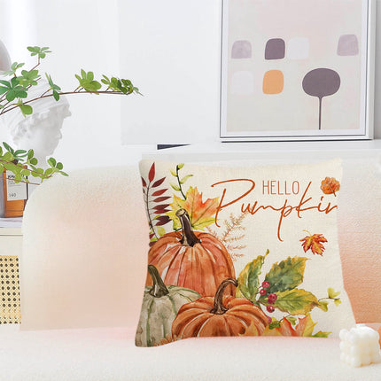 Darzheoy Fall Pillow Covers 18 x 18 inch Pumpkin Maple leaves Throw Pillow Covers Outdoor Autumn Thanksgiving Harvest Farmhouse Pillowcase Cushion Case for Home Sofa Fall Decor D.