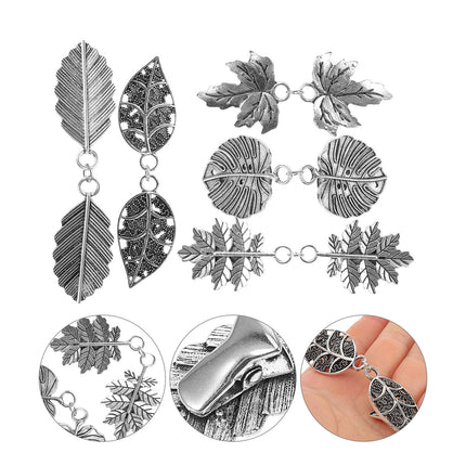 PATKAW 5pcs Metal Leaf Sweater Clips Cinch Clips for Cardigans Dress Shawls Collar Accessories 9.00X1.80X0.70CM Silver.