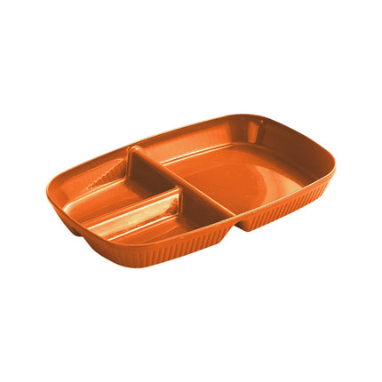 Kdkad Large 10 Inch Wheat Straw Divided Plates for Adults Picnic, 3 Compartment Plates, Unbreakable Portion Control Plate, Reusable Plastic Compartment Plates, Dinner Plates Dessert Plates 10.4×7.1 in Orange.