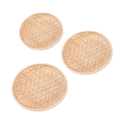 Set of 3 Shallow Baskets with Woven Trays - Multi-Purpose Fruit, Vegetable, Dessert Serving and Wall Decor Traditional Chinese Style.