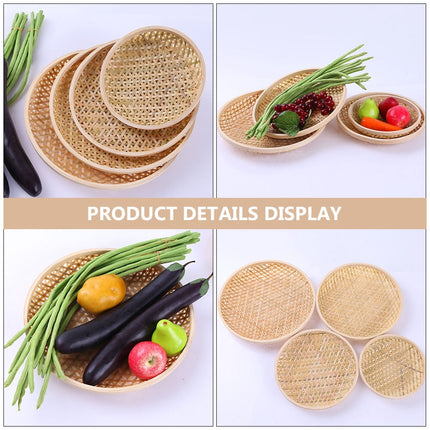Set of 3 Shallow Baskets with Woven Trays - Multi-Purpose Fruit, Vegetable, Dessert Serving and Wall Decor Traditional Chinese Style.