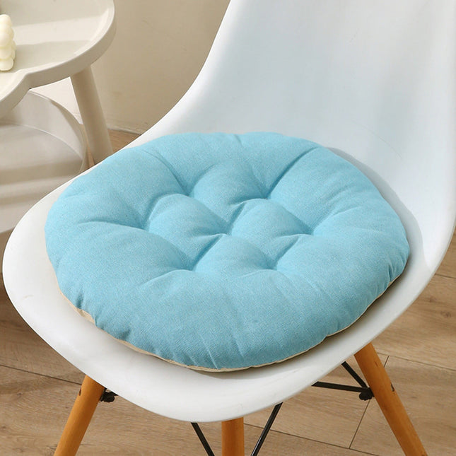 AYktou Seat Cushion 19.7*19.7in Thickened Large Size Chair Cushions Candy Color Round Soft Office Chair Cushion Breathable Linen Meditation Floor Pillow for Tatami Living Room Car Dorm Desk Chair 15.7" x 15.7" Blue.
