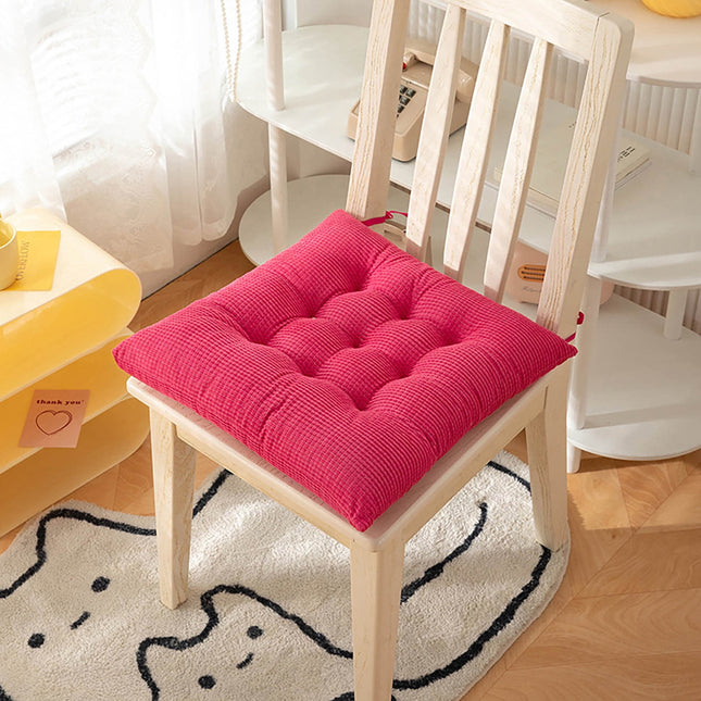 AYktou Solid Color Thickened Corduroy Chair Cushions 17.7 * 17.7in Extra-Large Size Seat Cushion with Machine Washable,Large Size Dining Chair Cushion Student Office Tatami Cushion Meditation Cushion 15.7" x 15.7" Navy.