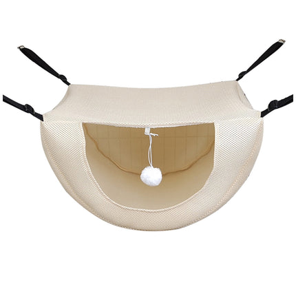 Darzheoy Cat Cage Hammock, Hanging Soft Pet Bed, Summer Breathable Pet Cage Hammock with Adjustable Straps, for Indoor Kitten Puppy Rabbit or Small Pet Beige.