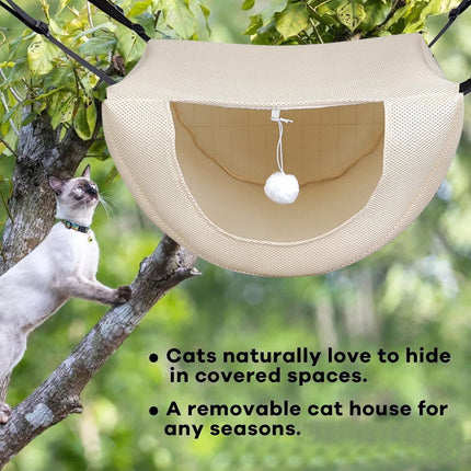 Darzheoy Cat Cage Hammock, Hanging Soft Pet Bed, Summer Breathable Pet Cage Hammock with Adjustable Straps, for Indoor Kitten Puppy Rabbit or Small Pet Beige.