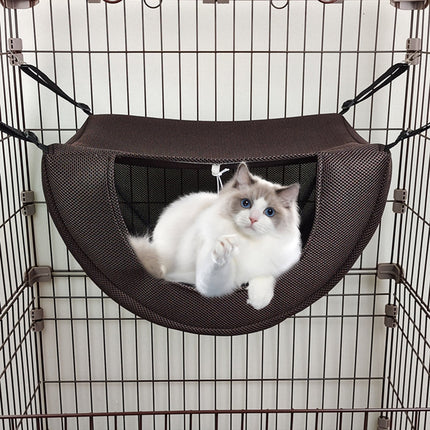 Darzheoy Cat Cage Hammock, Hanging Soft Pet Bed, Summer Breathable Pet Cage Hammock with Adjustable Straps, for Indoor Kitten Puppy Rabbit or Small Pet Coffee.