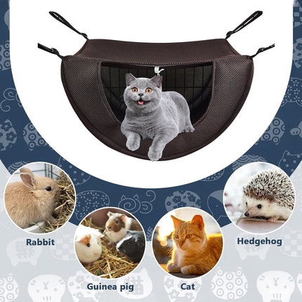 Darzheoy Cat Cage Hammock, Hanging Soft Pet Bed, Summer Breathable Pet Cage Hammock with Adjustable Straps, for Indoor Kitten Puppy Rabbit or Small Pet Coffee.