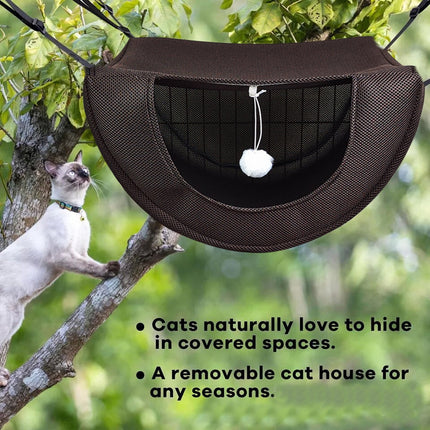 Darzheoy Cat Cage Hammock, Hanging Soft Pet Bed, Summer Breathable Pet Cage Hammock with Adjustable Straps, for Indoor Kitten Puppy Rabbit or Small Pet Coffee.