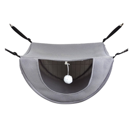 Darzheoy Cat Cage Hammock, Hanging Soft Pet Bed, Summer Breathable Pet Cage Hammock with Adjustable Straps, for Indoor Kitten Puppy Rabbit or Small Pet Gray.