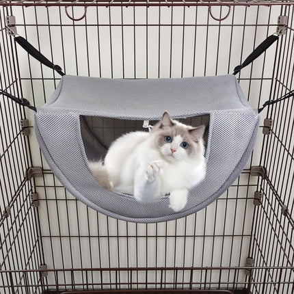 Darzheoy Cat Cage Hammock, Hanging Soft Pet Bed, Summer Breathable Pet Cage Hammock with Adjustable Straps, for Indoor Kitten Puppy Rabbit or Small Pet Gray.