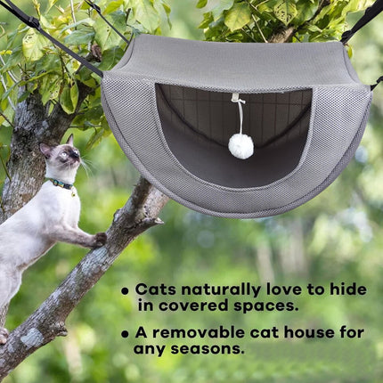 Darzheoy Cat Cage Hammock, Hanging Soft Pet Bed, Summer Breathable Pet Cage Hammock with Adjustable Straps, for Indoor Kitten Puppy Rabbit or Small Pet Gray.
