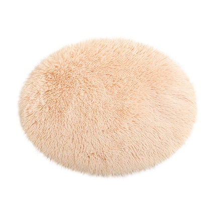 Darzheoy 16 inch Plush Dog Bed Mat Warm Fluffy Round Puppy Crate Pad with Anti-Slip Waterproof Bottom Soft Comfy Pet Kennel Mat for Small and Medium Dogs Beige.