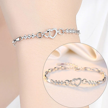 Chmadoxn Toddler Toys, Baby Toys Amethyst Plated 925 Bracelet Love Heart-shaped Hand Jewelry Female Zircon Heart To Heart Jewelry Toys for Kids, Birthday Gifts, First Birthday Gifts 2.3×2×0.8 in WH.