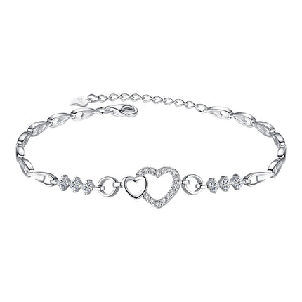 Chmadoxn Toddler Toys, Baby Toys Amethyst Plated 925 Bracelet Love Heart-shaped Hand Jewelry Female Zircon Heart To Heart Jewelry Toys for Kids, Birthday Gifts, First Birthday Gifts 2.3×2×0.8 in WH.