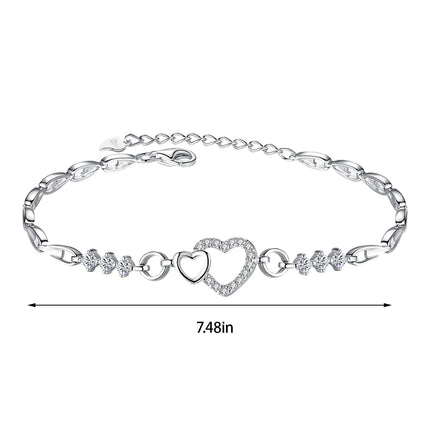 Chmadoxn Toddler Toys, Baby Toys Amethyst Plated 925 Bracelet Love Heart-shaped Hand Jewelry Female Zircon Heart To Heart Jewelry Toys for Kids, Birthday Gifts, First Birthday Gifts 2.3×2×0.8 in WH.