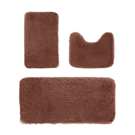 Chmadoxn Solid Color Bathroom Rugs Sets, 3 Piece Ultra Soft Non-Slip Bath Rugs and Mats Set, Super Absorbent Soft Washable Bathroom Carpets, Plush Bathroom Mats, Toilet Rug Set of 3 Dark Gray.