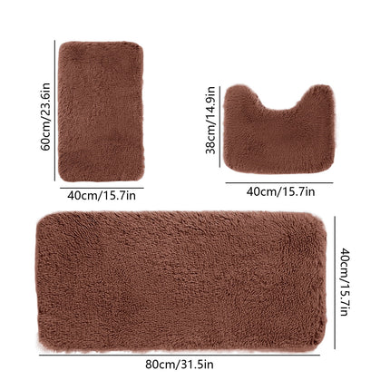 Chmadoxn Solid Color Bathroom Rugs Sets, 3 Piece Ultra Soft Non-Slip Bath Rugs and Mats Set, Super Absorbent Soft Washable Bathroom Carpets, Plush Bathroom Mats, Toilet Rug Set of 3 Dark Gray.