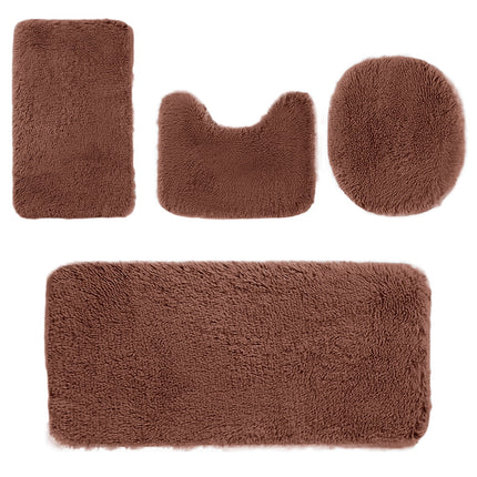 Chmadoxn Solid Color Bathroom Rugs Sets, 3 Piece Ultra Soft Non-Slip Bath Rugs and Mats Set, Super Absorbent Soft Washable Bathroom Carpets, Plush Bathroom Mats, Toilet Rug Set of 4 Yellow.