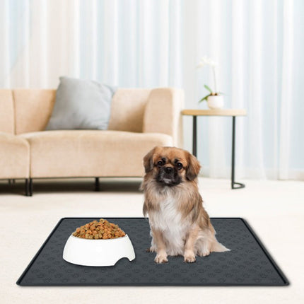 Darzheoy Dog Food Mat, Waterproof Dog Bowl Mat, Silicone Dog Mat for Food and Water, Pet Food Mat with Edges, Nonslip Dog Feeding Mat, Dog Food Mats for Floors Black.