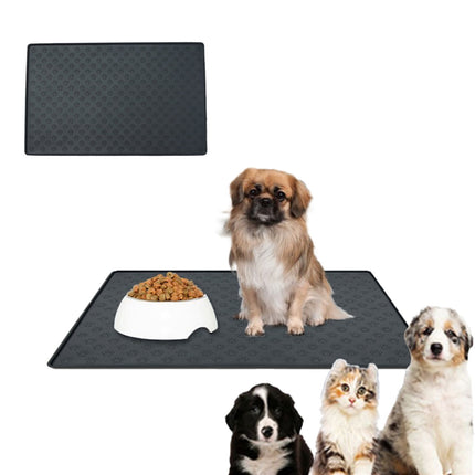 Darzheoy Dog Food Mat, Waterproof Dog Bowl Mat, Silicone Dog Mat for Food and Water, Pet Food Mat with Edges, Nonslip Dog Feeding Mat, Dog Food Mats for Floors Black.