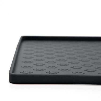 Darzheoy Dog Food Mat, Waterproof Dog Bowl Mat, Silicone Dog Mat for Food and Water, Pet Food Mat with Edges, Nonslip Dog Feeding Mat, Dog Food Mats for Floors Black.