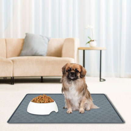 Darzheoy Dog Food Mat, Waterproof Dog Bowl Mat, Silicone Dog Mat for Food and Water, Pet Food Mat with Edges, Nonslip Dog Feeding Mat, Dog Food Mats for Floors Gray.