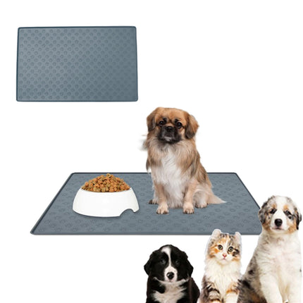 Darzheoy Dog Food Mat, Waterproof Dog Bowl Mat, Silicone Dog Mat for Food and Water, Pet Food Mat with Edges, Nonslip Dog Feeding Mat, Dog Food Mats for Floors Gray.