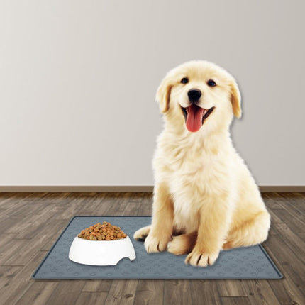 Darzheoy Dog Food Mat, Waterproof Dog Bowl Mat, Silicone Dog Mat for Food and Water, Pet Food Mat with Edges, Nonslip Dog Feeding Mat, Dog Food Mats for Floors Gray.