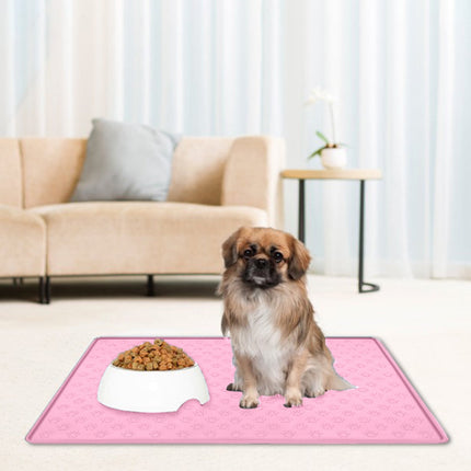 Darzheoy Dog Food Mat, Waterproof Dog Bowl Mat, Silicone Dog Mat for Food and Water, Pet Food Mat with Edges, Nonslip Dog Feeding Mat, Dog Food Mats for Floors Pink.
