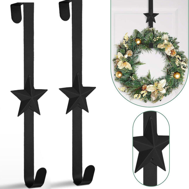 Chmadoxn 15 Inch Wreath Hanger for Front Door Decoration, Long Metal Halloween Christmas Wreath Decoration Hook, Over The Door Single Hook Door Hook for Hanging Clothes Towels Coats 14.7" Silver