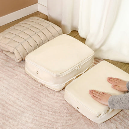 Chmadoxn Ultra Space Saving Self Compression Organizer Bags, Comforter Storage Bag, Compression Bags for Storage, Large Moving Bags, Compression Organizer for Blankets,Comforter,Down Jacket 40x30x18cm/15.75x11.81x7.09in P-ink,Beige,Gray,Blue,Black.