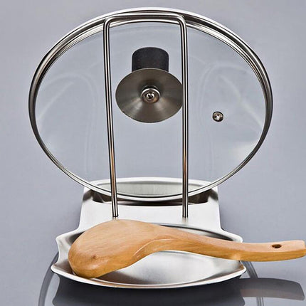 Chmadoxn Lid and Spoon Rest Shelf, Pot Lid Organizer, 304 Stainless Steel Pan Pot Cover Lid Rack Stand Organizer, Pan Lid Organizer Storage Soup Spoon Rests Utensils Kitchen Tool.