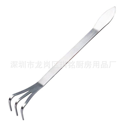 Stainless Steel Rake Cultivator for Gardening 3-Prong Bonsai Root Rake Tool rake for Loosening Soil soil loosening tool in Small Gardens 24.50X3.50X3.50CM Silver.