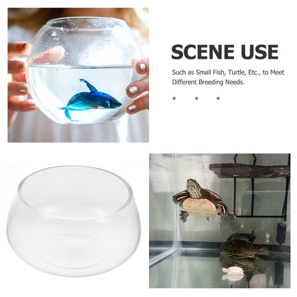 Round Clear Glass Fish Bowl Small Transparent Aquarium Tank for Desktop Fish Tank Landscaping and Turtle Habitat 0.00X0.00X0.00CM Transparent.