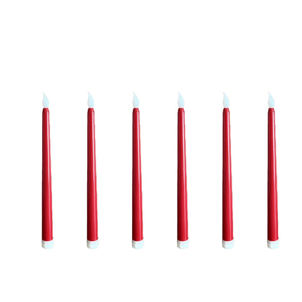 Darzheoy 6 Pcs Flameless Taper Candles with Remote, 10.8 inches Plastic Red LED CandleSticks with Flickering Light, Battery Operated Window Candles for Christmas Decoration Red.