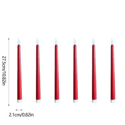 Darzheoy 6 Pcs Flameless Taper Candles with Remote, 10.8 inches Plastic Red LED CandleSticks with Flickering Light, Battery Operated Window Candles for Christmas Decoration Red.