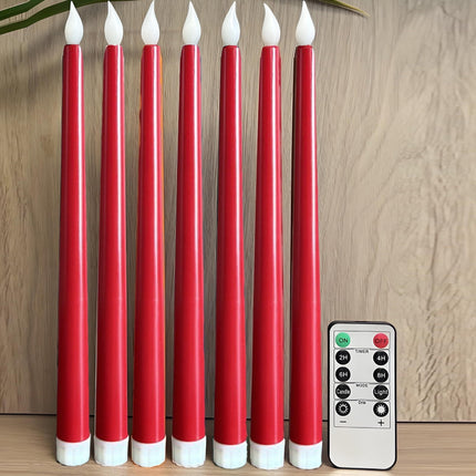 Darzheoy 6 Pcs Flameless Taper Candles with Remote, 10.8 inches Plastic Red LED CandleSticks with Flickering Light, Battery Operated Window Candles for Christmas Decoration Red.