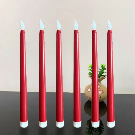 Darzheoy 6 Pcs Flameless Taper Candles with Remote, 10.8 inches Plastic Red LED CandleSticks with Flickering Light, Battery Operated Window Candles for Christmas Decoration Red.