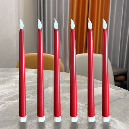 Darzheoy 6 Pcs Flameless Taper Candles with Remote, 10.8 inches Plastic Red LED CandleSticks with Flickering Light, Battery Operated Window Candles for Christmas Decoration Red.