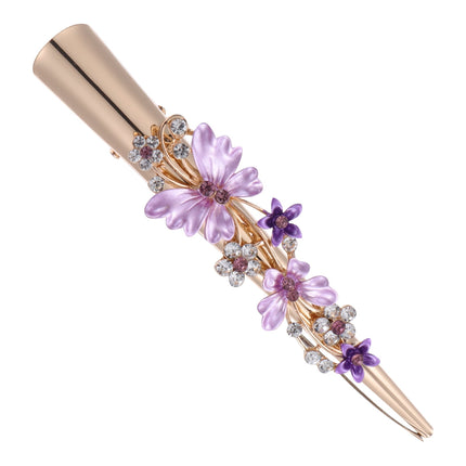 KALLORY Metal Flower Clip Large Hair Barrettes Rhinestone Alligator Hair Clips for Women Accessories Party Festival Style Purple.