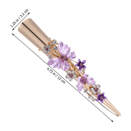 KALLORY Metal Flower Clip Large Hair Barrettes Rhinestone Alligator Hair Clips for Women Accessories Party Festival Style Purple.