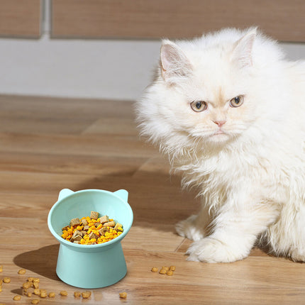 Darzheoy Raised Cat Food Bowl 15 Degrees Elevated Cat Bowls Anti Vomiting Tilted Raised Cat Food Bowl Plastic Slanted Stand Bowls for Pet Feeder Green.