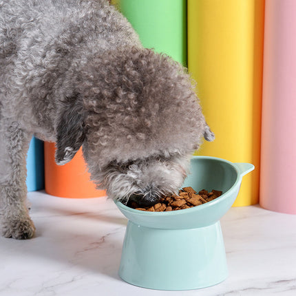 Darzheoy Raised Cat Food Bowl 15 Degrees Elevated Cat Bowls Anti Vomiting Tilted Raised Cat Food Bowl Plastic Slanted Stand Bowls for Pet Feeder Green.