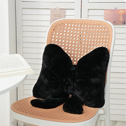 Darzheoy Bow Shaped Throw Pillow Soft Stuffed Bow Christmas Decorations Soft Furry Bow Throw Pillows Cute Bowknot Plush Pillow Home Decor for Couch Living Room Bed Black.